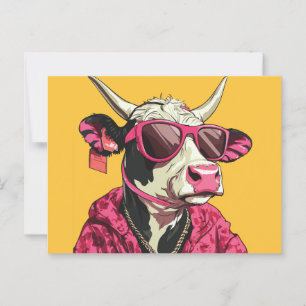 Koe met zonnebril briefkaart