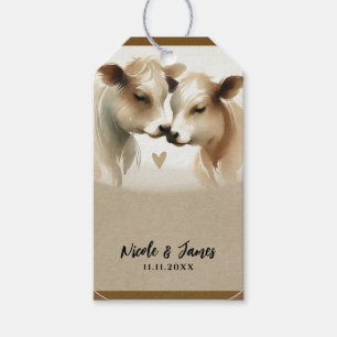Koe Min Brown Crème Landelijke Bruiloft Cadeaulabel