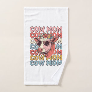 Koe Moeder Retro Zonnebril Koe Vintage Gravure Des Handdoek