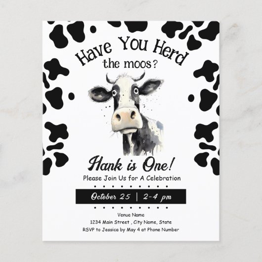 Koe Moos 1e Verjaardag Waterverf (Voorkant)