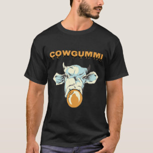 Koe Motief Met Kauwgom In Retro Design Boer T-shirt