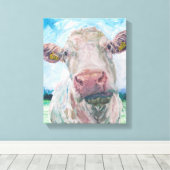 Koe nr. 04. 0223 Irish Charolais Koe Canvas Afdruk (Insitu (Houten vloer))