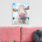 Koe nr. 04. 0223 Irish Charolais Koe Canvas Afdruk (Insitu (Woonkamer))
