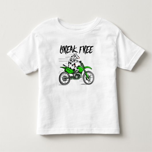Koe op een groene fiets kinder shirts (Voorkant)