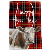 Koe Op Plaid voor Nieuwjaar Medium Cadeauzakje (Voorkant)