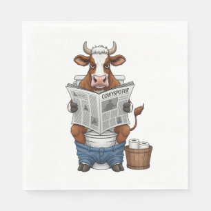 Koe op toilet, grappig Boerderij dier Servet