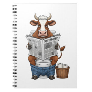 Koe op Toilet PNG, Grappig Boerderij Dier Notitieboek