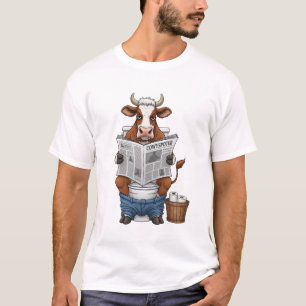 Koe op Toilet PNG, Grappig Boerderij Dier T-shirt