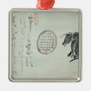 Koe, ovaal raam en Haiku Metalen Ornament