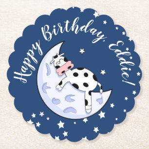 Koe over de maan kartonnen onderzetters