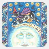 KOE OVER HET MAN IN DE MON, KORTE WAARDE VIERKANTE STICKER (Voorkant)