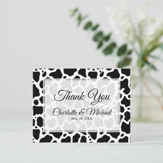 Koe Patroon Achtergrond Bruiloft Dank u Briefkaart (Staand voorkant)