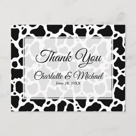 Koe Patroon Achtergrond Bruiloft Dank u Briefkaart (Voorkant)