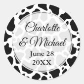 Koe Patroon Ronde Sticker (Voorkant)