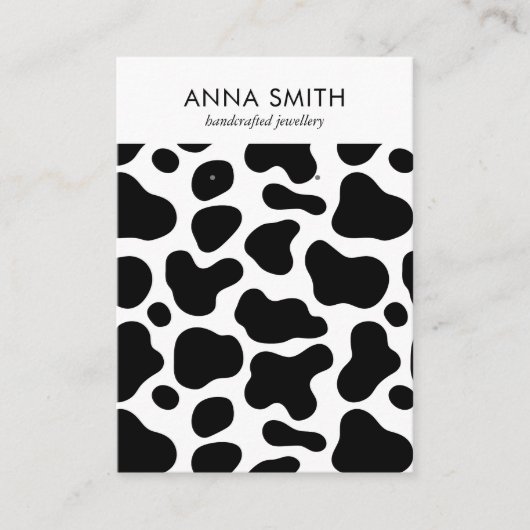 Koe Pattern Black and White Stud Earning Display Visitekaartje (Voorkant)
