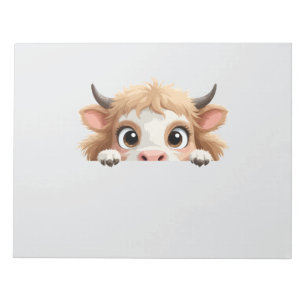 Koe Peeking Schattige Schattig Grappig Dier Cartoo Notitieblok