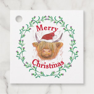 Koe Pet Thistle Wreath Merry Kerstmis Cl Bedankjes Labels