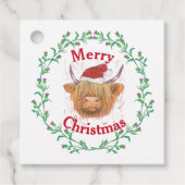 Koe Pet Thistle Wreath Merry Kerstmis Cl Bedankjes Labels (Voorkant)