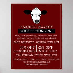 Koe portret, Cheesemonger Adverteren Poster