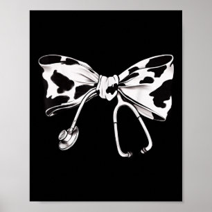 Koe Print Bow en Stethoscoop Nurse RN Afstuderen