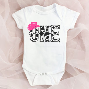 Koe print Cowgirl Pet 1 eerste eerste verjaardag Romper