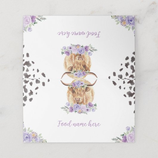 Koe Print Meisje Verjaardagsfeestplaatskaart (Buitenkant ongevouwen)