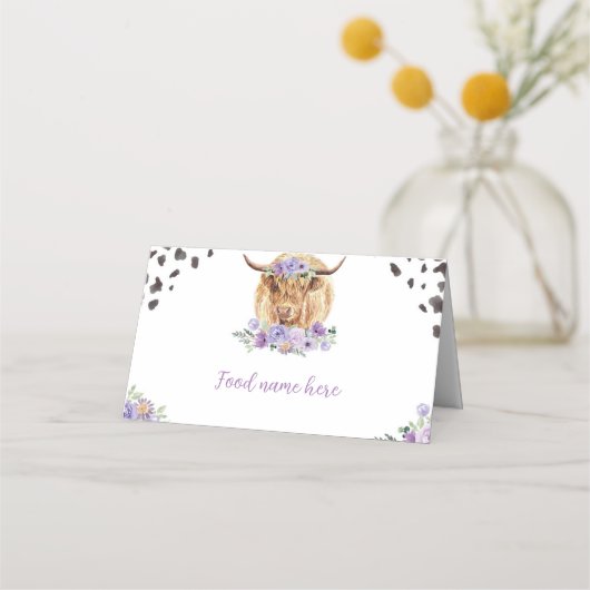 Koe Print Meisje Verjaardagsfeestplaatskaart (Voorkant)