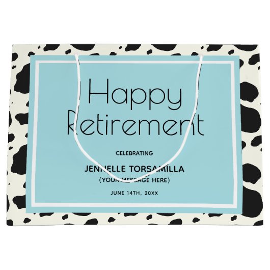 Koe Print Naam Pensioen Partij Groot Cadeauzakje (Voorkant)