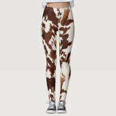 Koe Print Zwart Bruin Leggings (Voorkant)