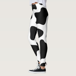 Koe Print Zwart & Wit Halloween Leggings