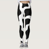 Koe Print Zwart & Wit Halloween Leggings (Voorkant)