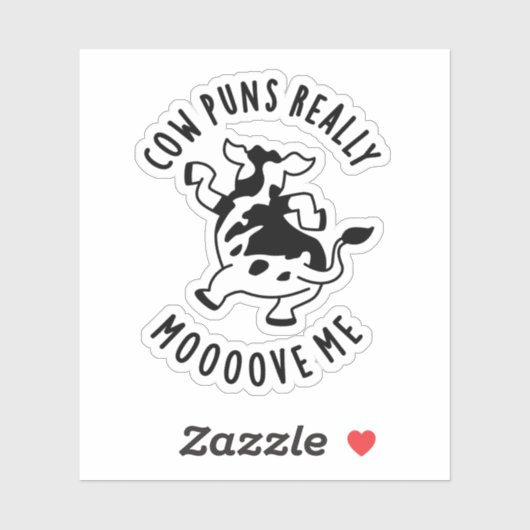 Koe Puns geeft me echt een grappigheidje Sticker (Vel)