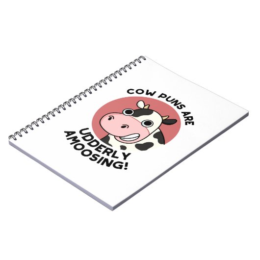 Koe Puns Udderly Amowel Funny Animal Pun Notitieboek (Linkerzijde)