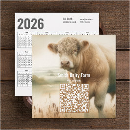 Koe QR Code 2026 Kalender Visitekaartje Kaart