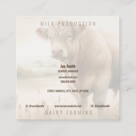 Koe QR Code Square Visitekaartjes (Achterkant)