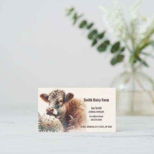 Koe QR-code Visitekaartjes (Staand voorkant)