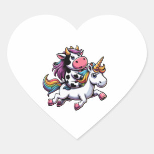 Koe Rijden Eenhoorn Jongens Meisjes Mannen Vrouwen Hart Sticker