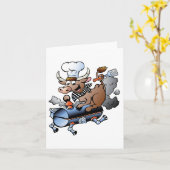 Koe rijden op een BBQ-kaart Kaart (Gele Bloem)