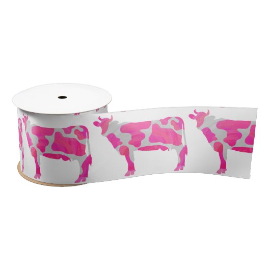 Koe Roze en Witte Silhouette Lint (Spoel)