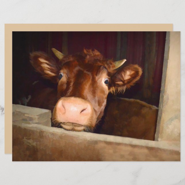 Koe Rustic Brown Country Barn Funny Boerderij (Voorkant / Achterkant)