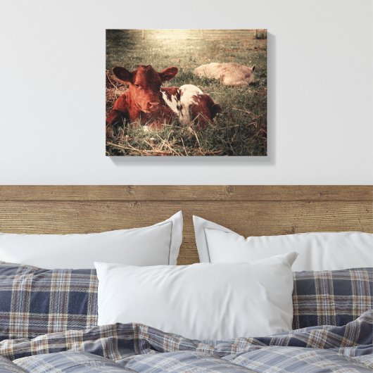 Koe Rustic Land Farmhouse Canvas Afdruk (Insitu (Slaapkamer))
