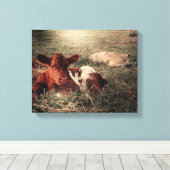 Koe Rustic Land Farmhouse Canvas Afdruk (Insitu (Houten vloer))