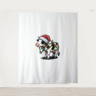 Koe Schattige Funny Santa Christmas Wandkleed