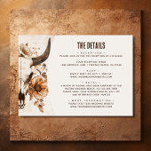 Koe schedel Floral Boho Westerne bruiloft Details Informatiekaartje