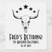 Koe schedel Western Pensioen Partij Wijn Etiket (Enkel label)