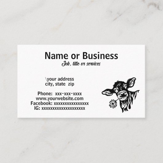 koe silhouet visitekaartje (Voorkant)