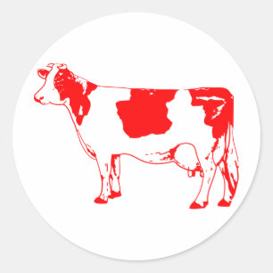 Koe Silhouette Beef Cattle Moo Bull Steer Ronde Sticker