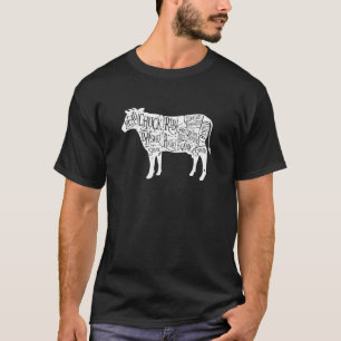 Koe Slager T - shirts Rundvlees Snijschema