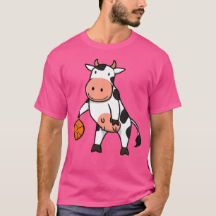 Koe Spelen Basketbal Ironische Bal Sport Hobby T-shirt