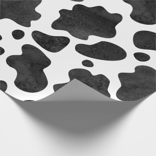 Koe spikkelpatroon zwart-wit afdrukken cadeaupapier (Hoek)
